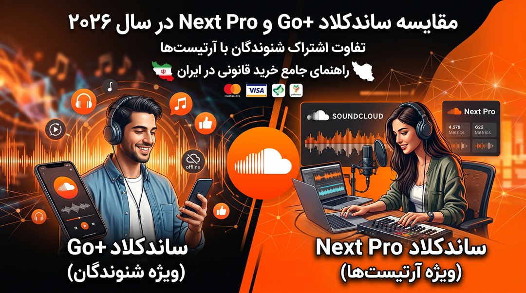 مقایسه ساندکلاد Go+ و Next Pro در سال ۲۰۲۶؛ تفاوت اشتراک شنوندگان با آرتیست‌ها و راهنمای خرید قانونی در ایران