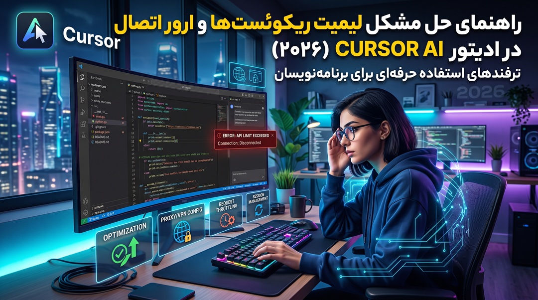 راهنمای حل مشکل لیمیت ریکوئست‌ها و ارور اتصال در ادیتور Cursor AI در سال ۲۰۲۶؛ ترفندهای استفاده حرفه‌ای برای برنامه‌نویسان